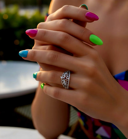 "Royal Sparkle Tiara Crown Ring" – 925 Sterling Silver