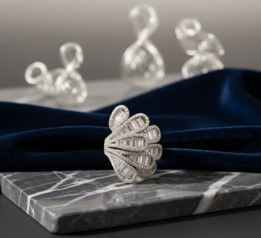 Limitless Radiance Baguette Fan- 925 Silver Ring