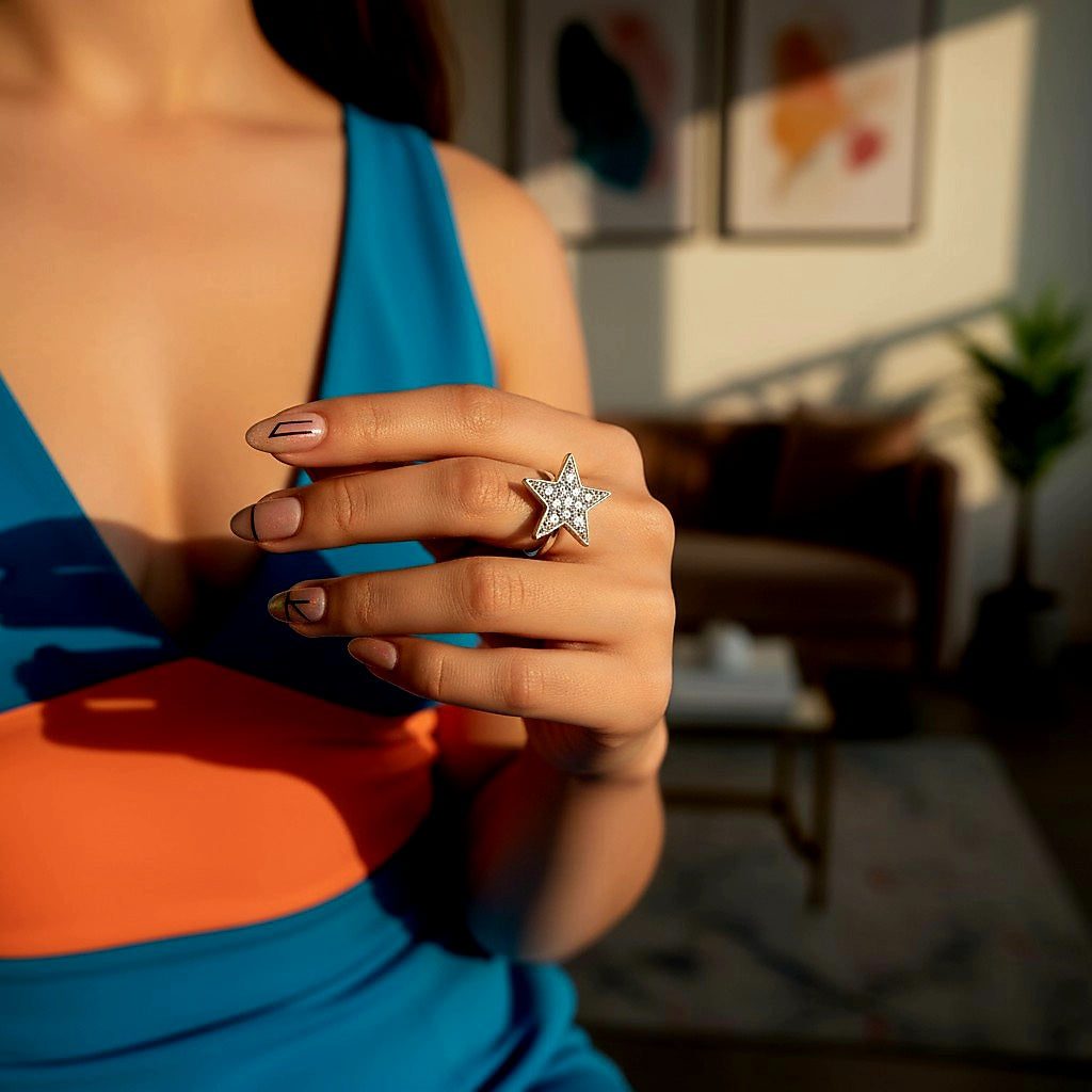 Cosmic Sparkle Star Edition- 925 Sterling Silver Ring