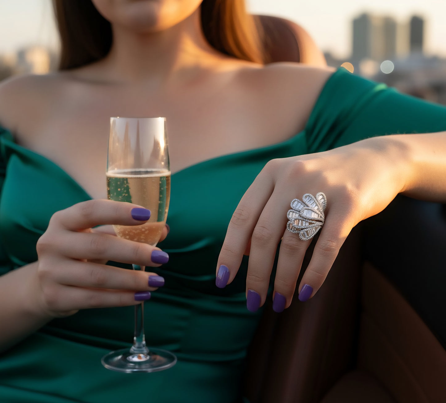 Limitless Radiance Baguette Fan- 925 Silver Ring