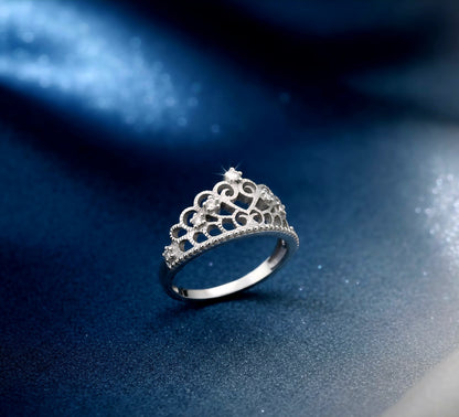"Royal Sparkle Tiara Crown Ring" – 925 Sterling Silver