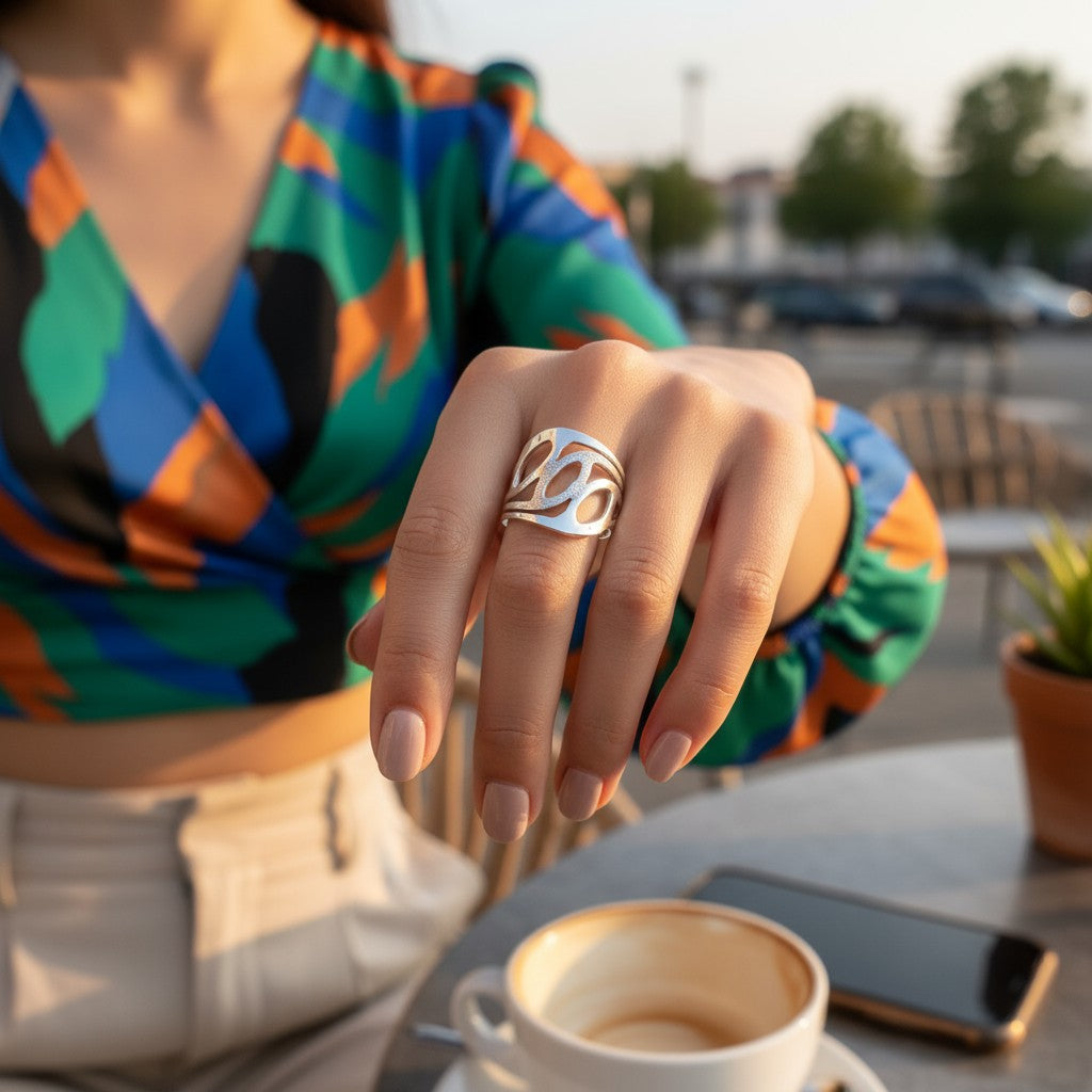 Modern Wave Cutout Ring – 925 Sterling Silver