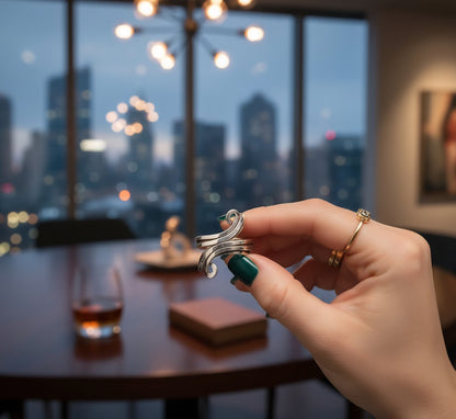 Fluid Motion Swirl Ring – Modern 925 Sterling Silver Statement Piece