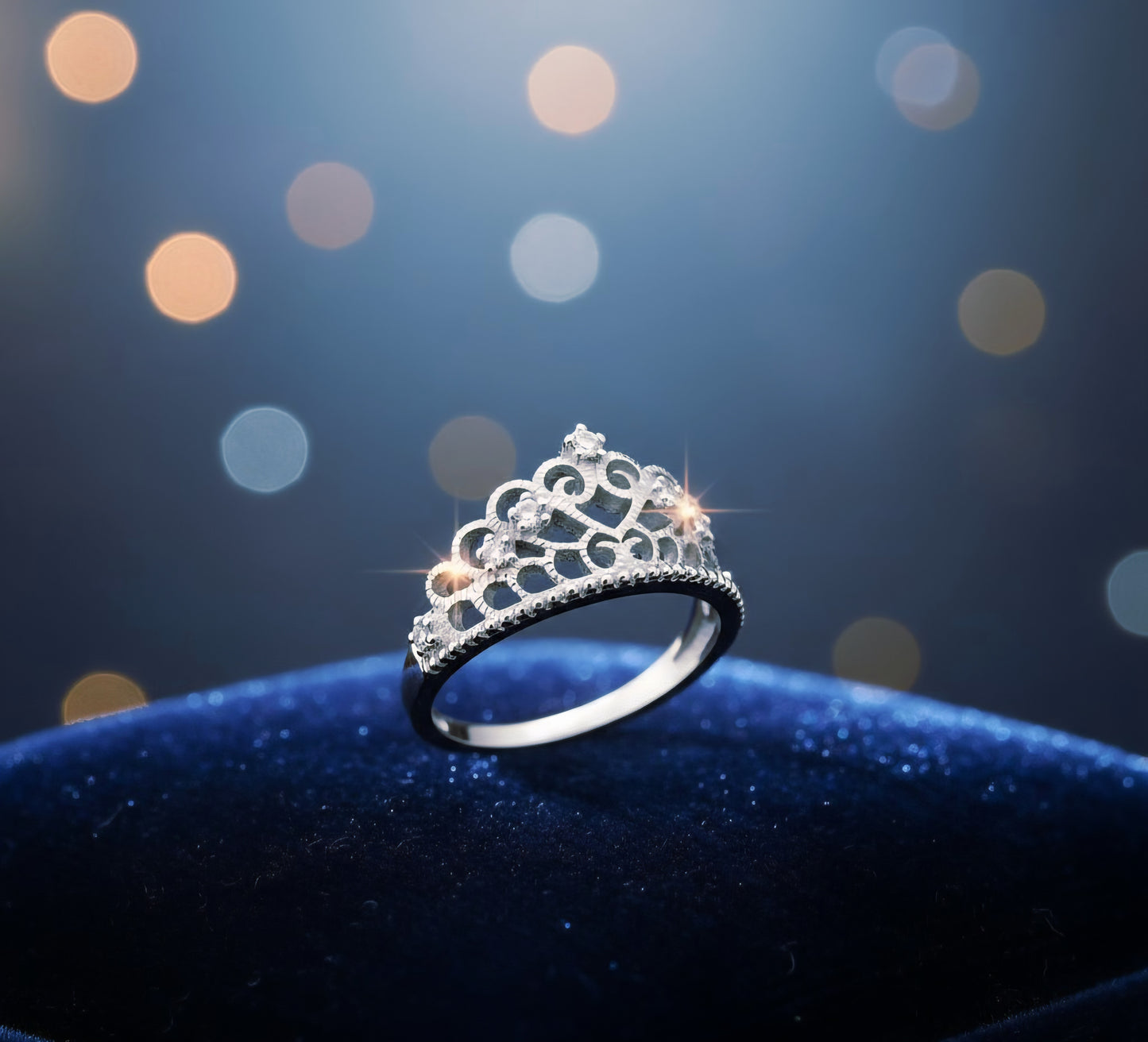 "Royal Sparkle Tiara Crown Ring" – 925 Sterling Silver