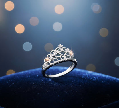 "Royal Sparkle Tiara Crown Ring" – 925 Sterling Silver