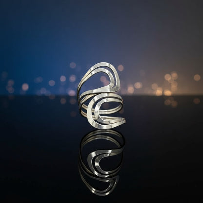 Nova Wave Sculptural Ring - 925 Sterling Silver