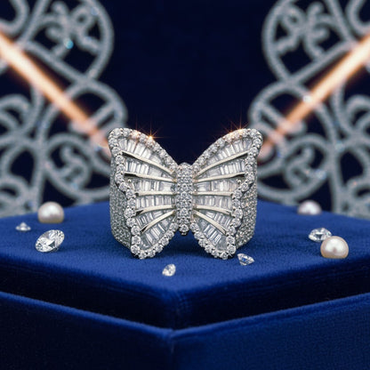 Magical Glow Butterfly Ring – 925 Sterling Silver Ultra-Luxury Sparkle Burst