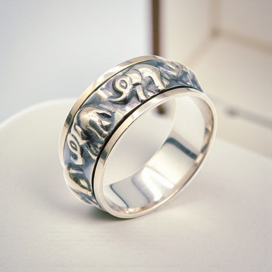 "Guardian Elephant Band" – Strength & Luck 925 Silver Ring by Illuzion Jewelry