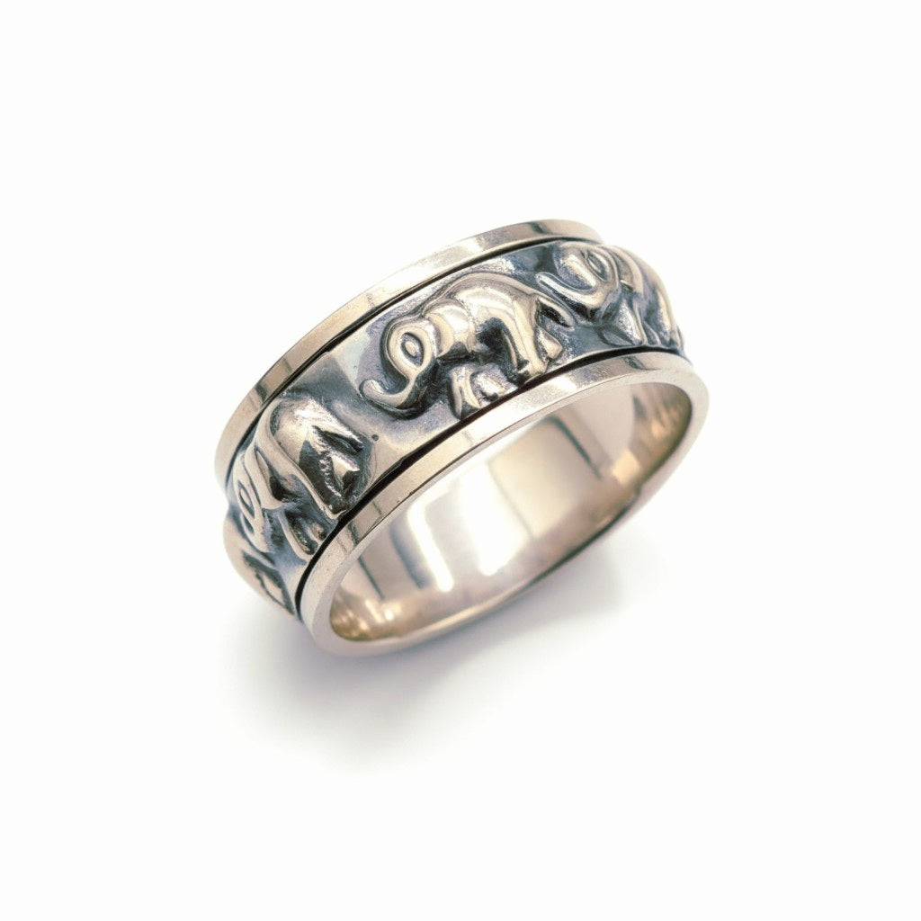 "Guardian Elephant Band" – Strength & Luck 925 Silver Ring by Illuzion Jewelry