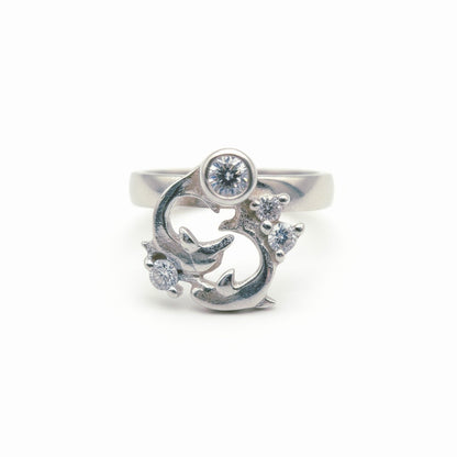 "Twilight Tide Dolphin Spiral Spinning Ring" – Ocean-Energy 925 Silver Design