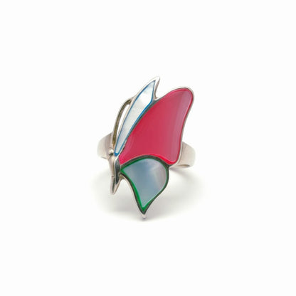 "Dream Butterfly Ring" – Iridescent Color-Shift Wings in 925 Silver