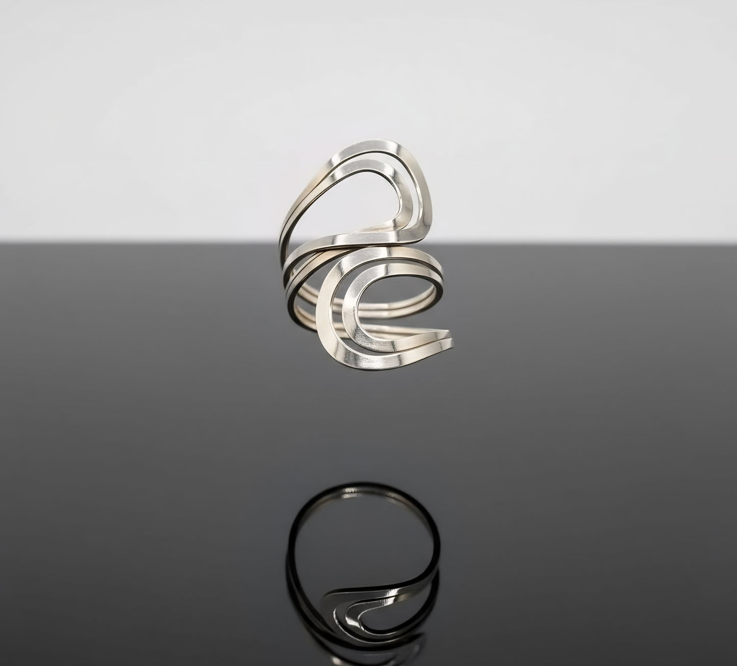Nova Wave Sculptural Ring - 925 Sterling Silver