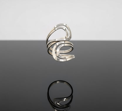 Nova Wave Sculptural Ring - 925 Sterling Silver