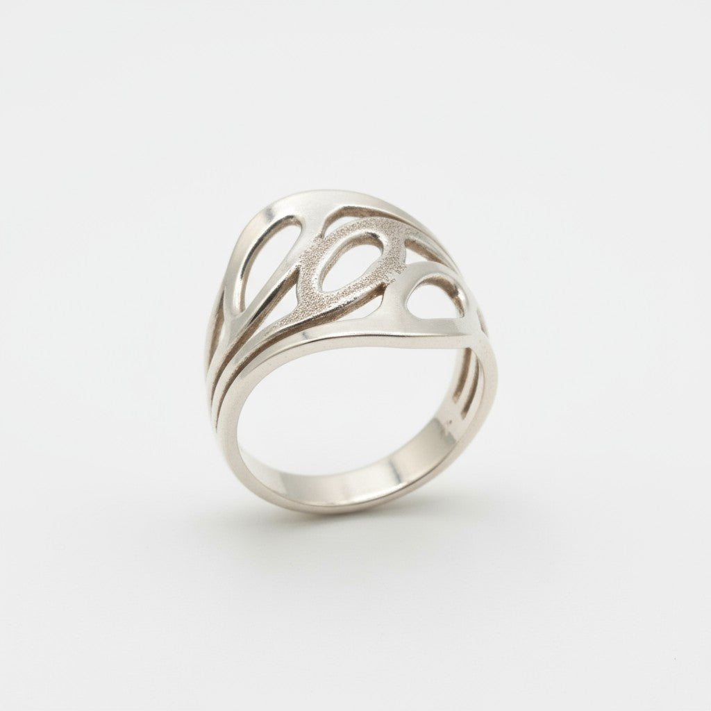 Modern Wave Cutout Ring – 925 Sterling Silver