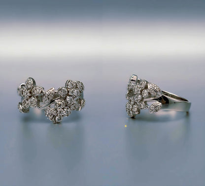 “Blooming Garden Band" – 925 Silver Floral Sparkle Ring