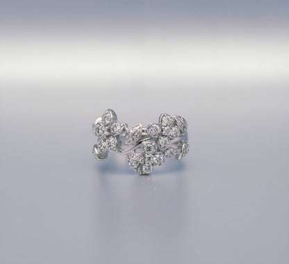 “Blooming Garden Band" – 925 Silver Floral Sparkle Ring