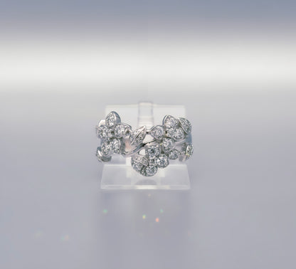 “Blooming Garden Band" – 925 Silver Floral Sparkle Ring