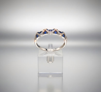 Blue Sapphire Wave Eternity Band – 925 Sterling Silver