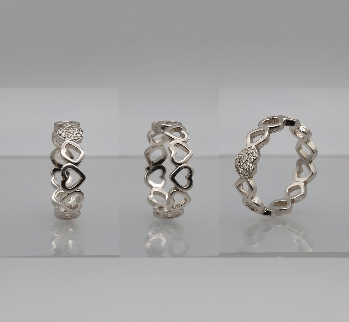 "Infinity Hearts Band" – 925 Silver Sparkle Heart Ring