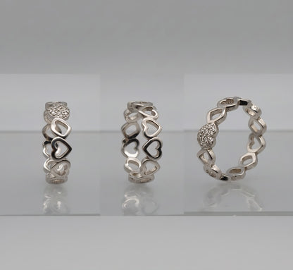"Infinity Hearts Band" – 925 Silver Sparkle Heart Ring