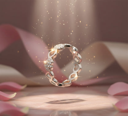 "Infinity Hearts Band" – 925 Silver Sparkle Heart Ring