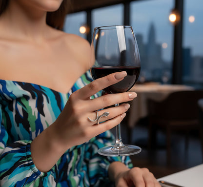 Luna Serpent Snake Ring – 925 Silver Adjustable Wrap Ring