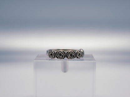 "Eternal Roseband Harmony Ring" – Vintage Sculpted Floral Band in 925 Silver