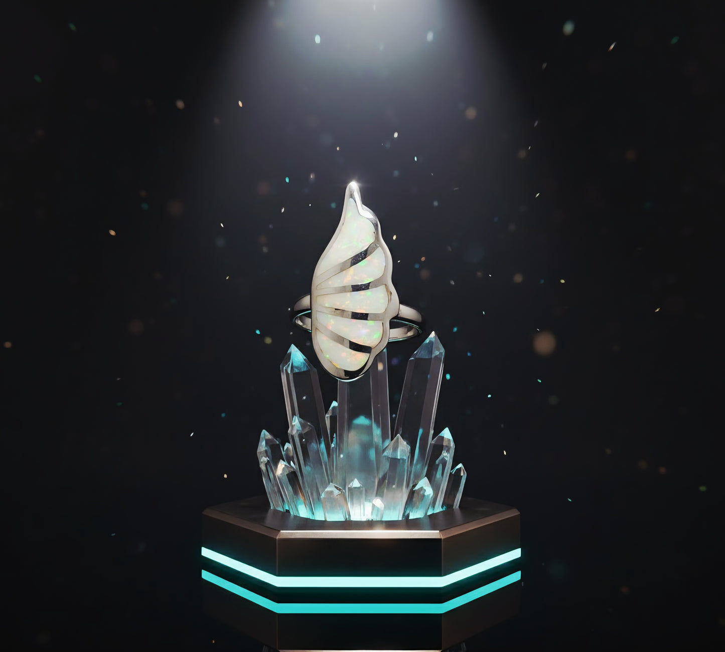 “Ethereal Opal Wing Ring" – Iridescent Inlay Magic in 925 Silver