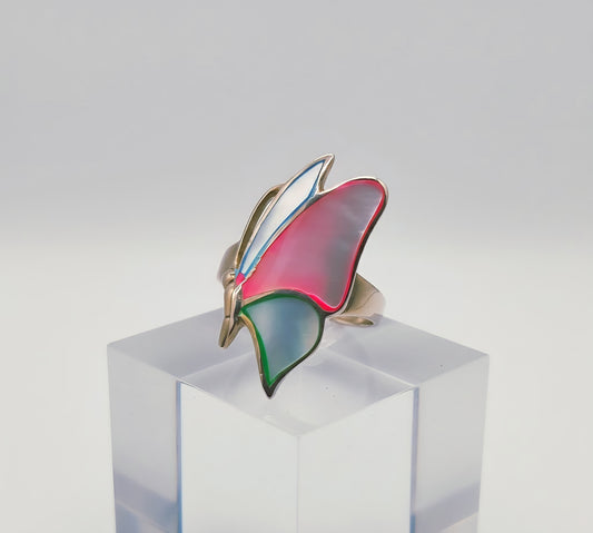 "Dream Butterfly Ring" – Iridescent Color-Shift Wings in 925 Silver