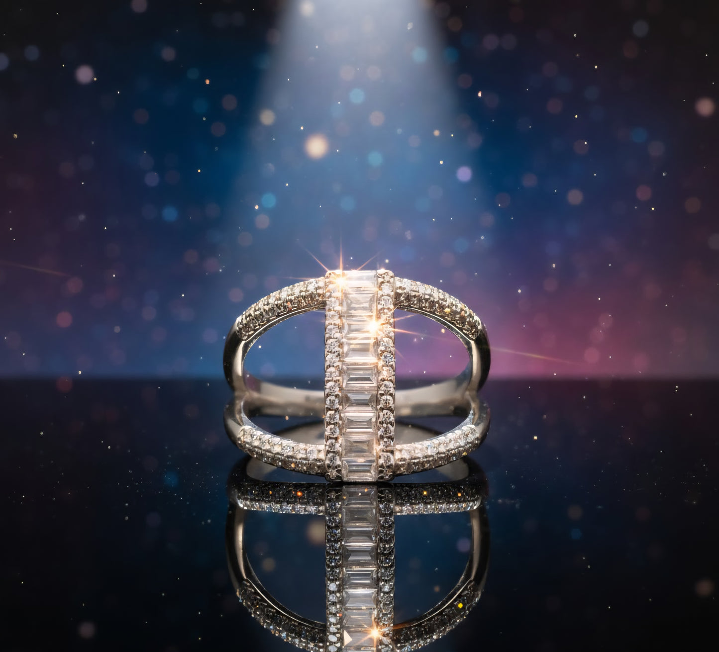 Baguette Luxe Double-Band Ring – 925 Sterling Silver