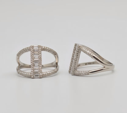 Baguette Luxe Double-Band Ring – 925 Sterling Silver