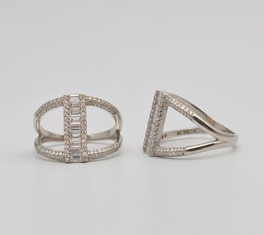 Baguette Luxe Double-Band Ring – 925 Sterling Silver