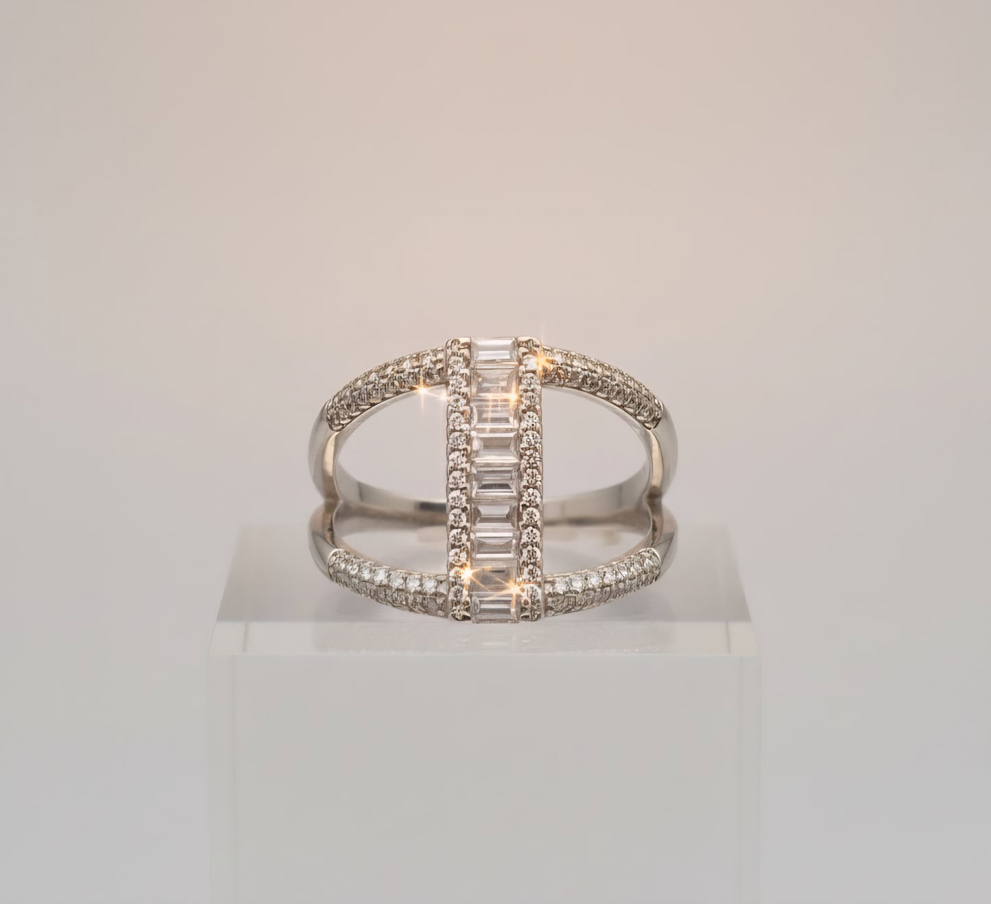 Baguette Luxe Double-Band Ring – 925 Sterling Silver