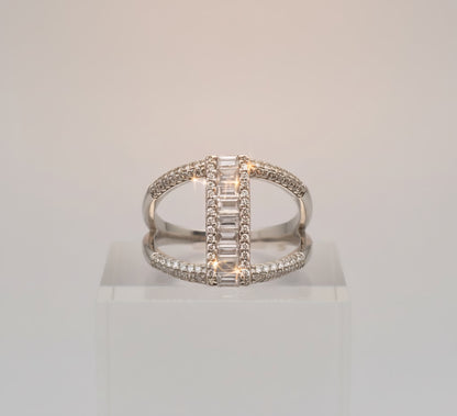 Baguette Luxe Double-Band Ring – 925 Sterling Silver