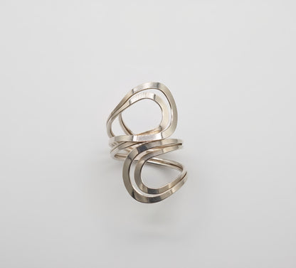 Nova Wave Sculptural Ring - 925 Sterling Silver