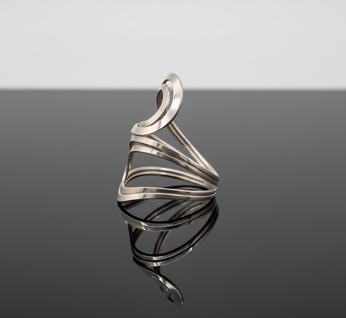 Nova Wave Sculptural Ring - 925 Sterling Silver