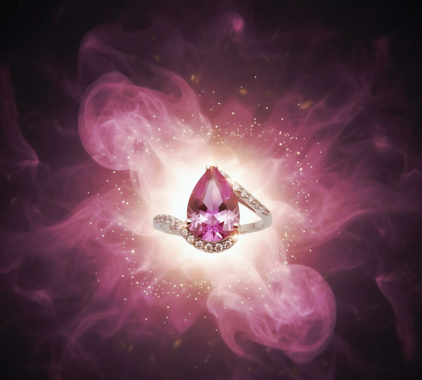 “Pear-Cut Pink Radiance Ring" – 925 Silver & Brilliant CZ Wrap Design