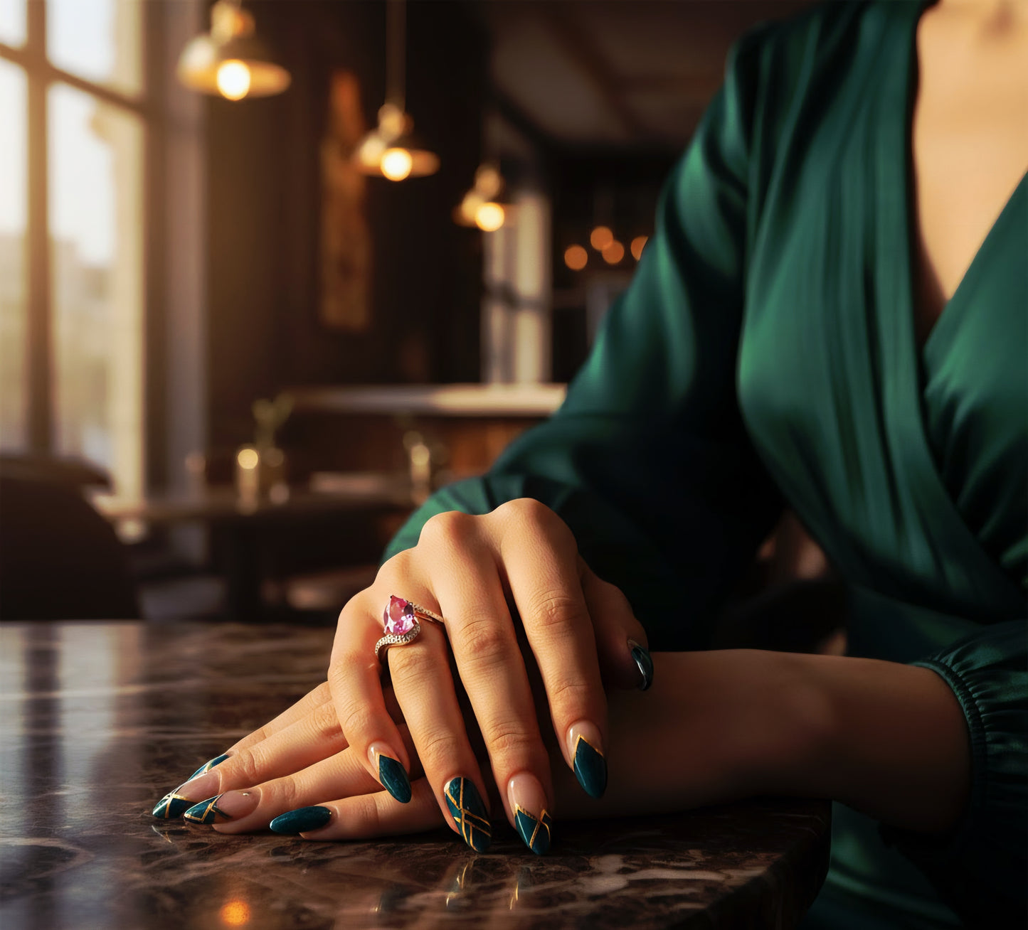 “Pear-Cut Pink Radiance Ring" – 925 Silver & Brilliant CZ Wrap Design