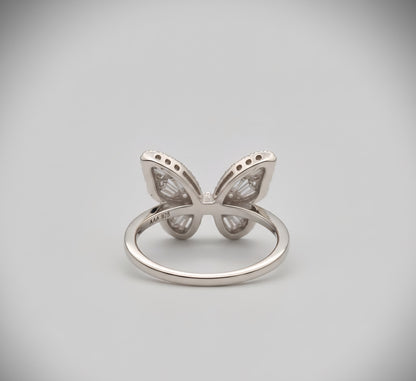 "Baguette-Cut Butterfly Ring" – 925 Sterling Silver Sparkle