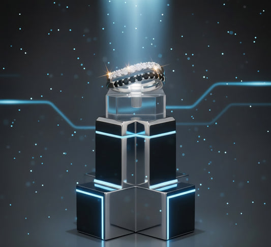 Eclipse Noir Dual Band Ring – Black & White Stones on 925 Silver