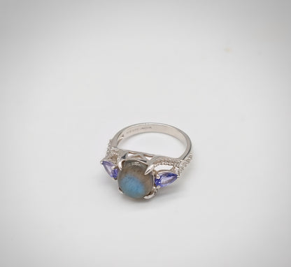 Enchanted Labradorite & Tanzanite Crown Ring – 925 Sterling Silver