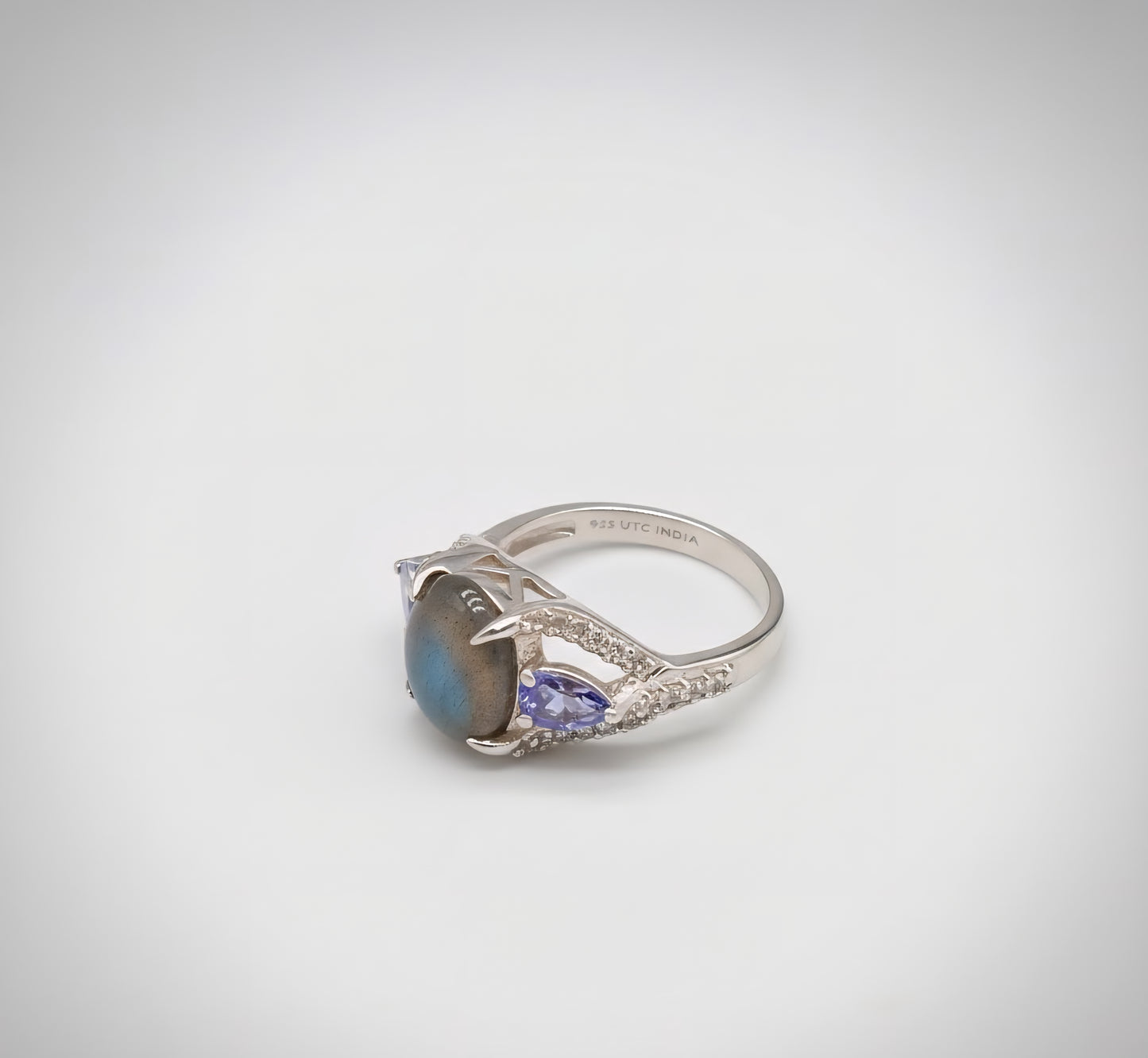Enchanted Labradorite & Tanzanite Crown Ring – 925 Sterling Silver
